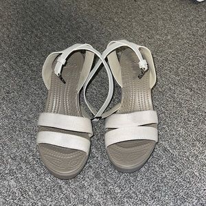 Tan Crocs Wedge Heels